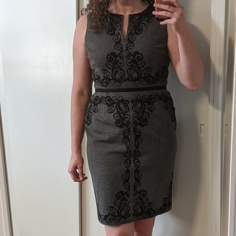 Maggy London sheath dress - Grey with black detail